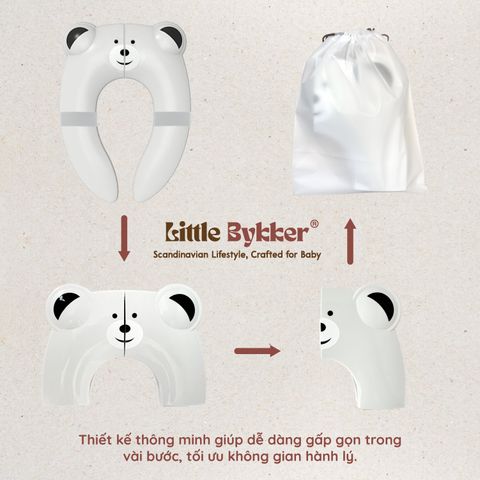 Tấm lót bồn cầu di động gấp gọn cho bé Little Bykker Đan Mạch có túi nhựa chống thấm