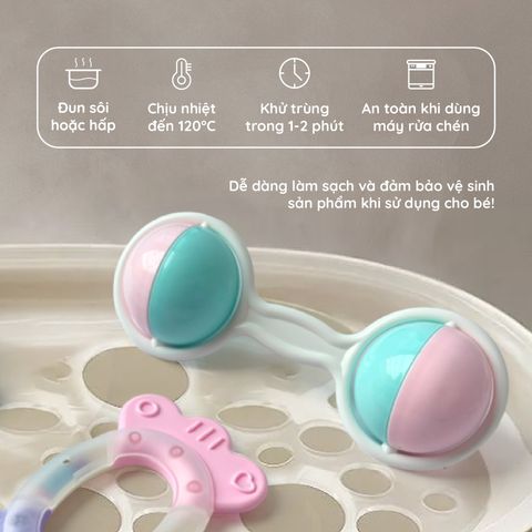 Bộ 10 lục lạc Macaroon có âm thanh màu pastel kích thích giác quan & vận động tinh cho bé