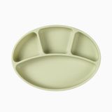 [COMBO] Khay ăn dặm oval chia 4 ngăn & Yếm họa tiết & Bát ăn dặm có nắp Silicone Bạch kim Modui Bluemama (màu xanh đậu)