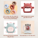 Bộ Gặm nướu Silicon cao cấp bảo vệ tay cho bé Little Bykker Đan Mạch - Hình Gấu siêu mềm Có hộp đựng an toàn