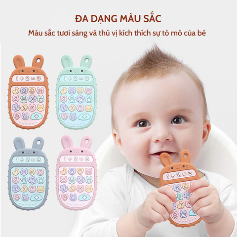 Gặm nướu Silicone cao cấp Không BPA hình Điện thoại Thỏ đồ chơi cho bé Little Bykker Đan Mạch