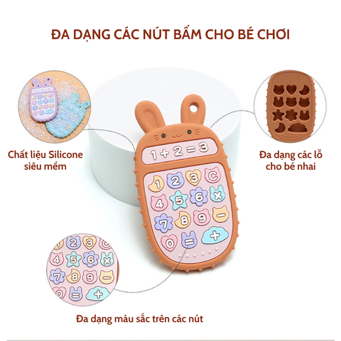 Gặm nướu Silicone cao cấp Không BPA hình Điện thoại Thỏ đồ chơi cho bé Little Bykker Đan Mạch