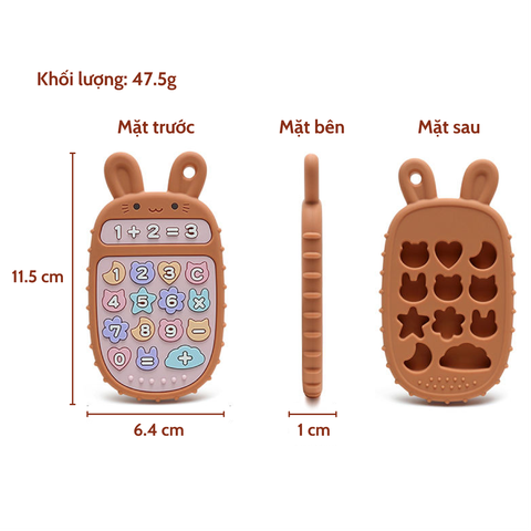 Gặm nướu Silicone cao cấp Không BPA hình Điện thoại Thỏ đồ chơi cho bé Little Bykker Đan Mạch