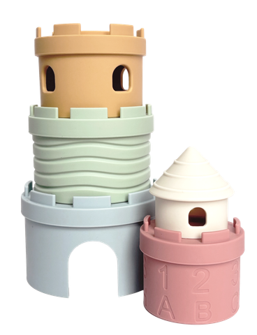 Đồ chơi xếp lâu đài chồng cốc Silicone cao cấp cho bé học tập rèn luyện trí thông minh Little Bykker Đan Mạch