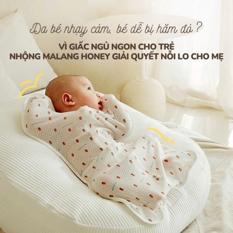 Nhộng chũn Malang Honey Hàn Quốc vải Mesh thoáng khí giúp bé ngủ ngon, ngủ sâu, tránh giật mình ( trùm chân)