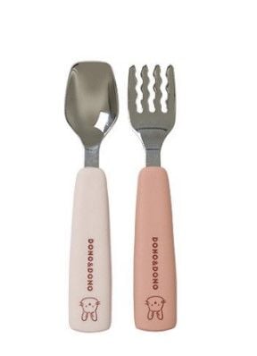 Bộ muỗng nĩa tay cầm silicon kèm hộp đựng DonoMamazone - Made in Korea