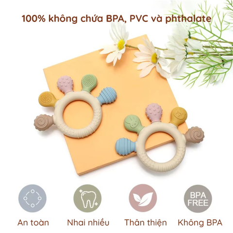 Gặm nướu Silicon cao cấp không BPA hình chiếc nhẫn cho bé Little Bykker Đan Mạch