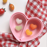Hộp đựng cơm có ngăn tách rời và nắp hình trái tim 450ml, silicone bạch kim – Loveat - Made in Korea