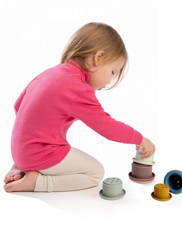 Đồ chơi xếp tháp chồng cốc Silicone cao cấp cho bé học tập rèn luyện trí thông minh Little Bykker Đan Mạch