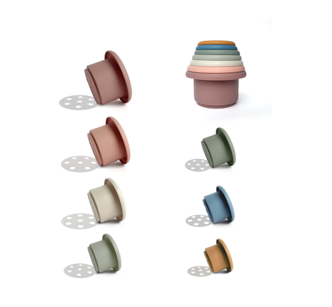 Đồ chơi xếp tháp chồng cốc Silicone cao cấp cho bé học tập rèn luyện trí thông minh Little Bykker Đan Mạch