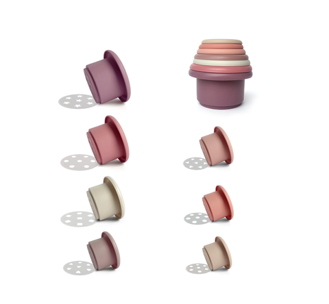 Đồ chơi xếp tháp chồng cốc Silicone cao cấp cho bé học tập rèn luyện trí thông minh Little Bykker Đan Mạch