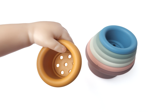 Đồ chơi xếp tháp chồng cốc Silicone cao cấp cho bé học tập rèn luyện trí thông minh Little Bykker Đan Mạch