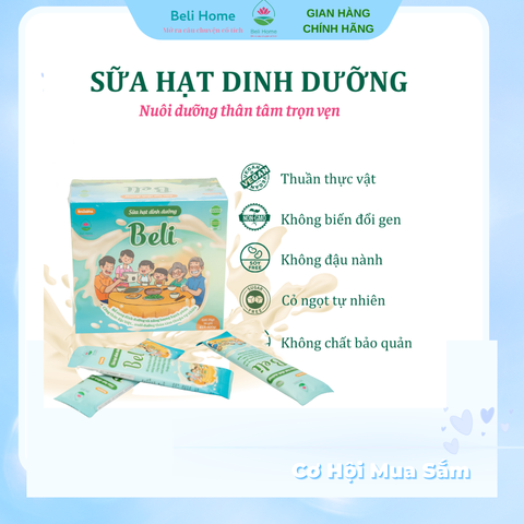 Sữa hạt dinh dưỡng thuần thực vật Beli thương hiệu Beli Home 400 gram Hộp giấy