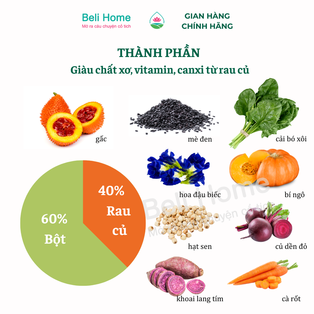Mỳ cầu vồng rau củ Beli Home 250 gram