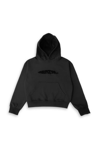 MENTAL RUFFLED EMBROIDERY OVAL HOODIE /BOXY/