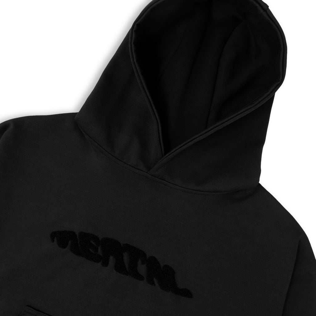 MENTAL RUFFLED EMBROIDERY OVAL HOODIE /BOXY/