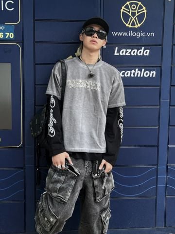 MENTAL DESTROYED WASHED GREY T-SHIRT