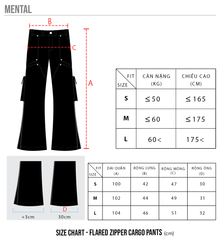 MENTAL FLARED ZIPPER CARGO PANTS