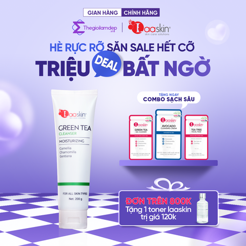 Sữa rửa mặt trà xanh GREEN TEA CLEANSER Laaskin làm sạch và cung cấp độ ẩm cho da 200g
