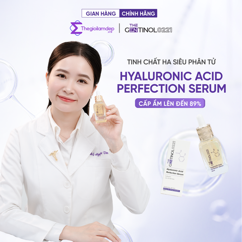 Tinh chất HA siêu phân tử thúc đẩy khả năng tái tạo, phục hồi, trẻ hóa da, dưỡng ẩm, làm mờ vết thâm, hỗ trợ da căng bóng, mịn màng The Gentinol 0221 30ml