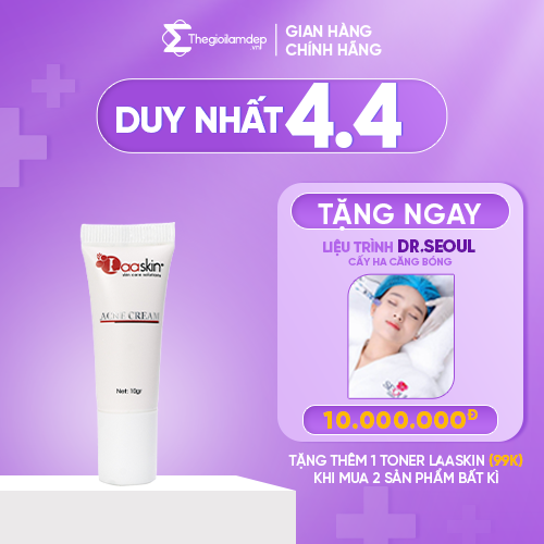 Kem ngăn mụn hỗ trợ kháng khuẩn, thúc đẩy cồi mụn ra bên ngoài và giúp dưỡng da trắng hồng Laaskin 10g