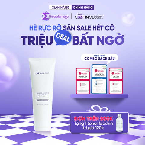 Tẩy tế bào chết mặt và body GENTLE AHA/BHA FACIAL POLISH The Gentinol 0221 ngừa mụn, trắng da, chống oxy hóa cho mọi làn da 150ml