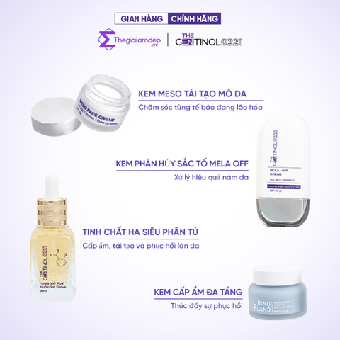 Combo kem phân hủy sắc tố, xử lý nám da, hỗ trợ da trắng sáng mịn màng The Gentinol 0221