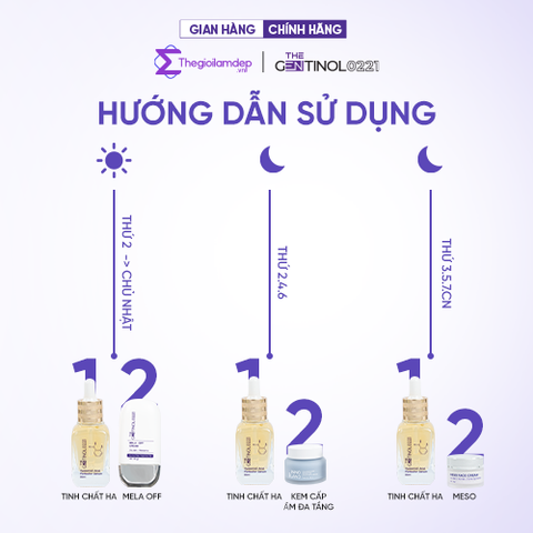 Combo kem phân hủy sắc tố, xử lý nám da, hỗ trợ da trắng sáng mịn màng The Gentinol 0221