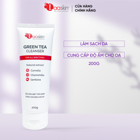 Sữa rửa mặt trà xanh GREEN TEA CLEANSER Laaskin làm sạch và cung cấp độ ẩm cho da 200g