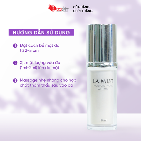 Nước xịt khoáng nâng cơ Lamist Laaskin hỗ trợ làm mịn da, giảm nếp nhăn và chân chim 30ml