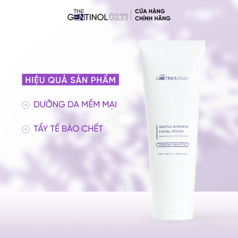 Tẩy tế bào chết mặt và body GENTLE AHA/BHA FACIAL POLISH The Gentinol 0221 ngừa mụn, trắng da, chống oxy hóa cho mọi làn da 150ml