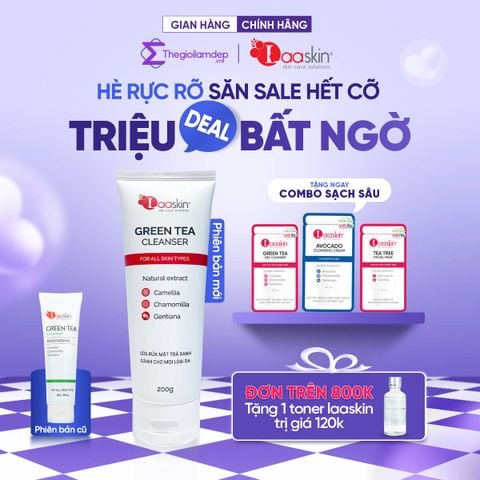 Combo sạch sâu Laaskin (Sữa rửa mặt trà xanh, Tẩy trang bơ, Tẩy tế bào chết)