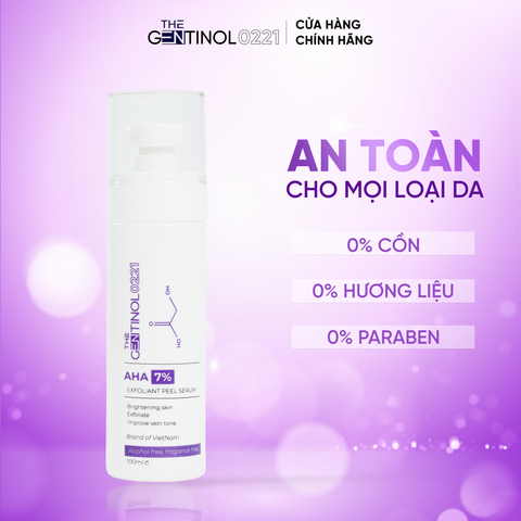 Tinh chất giúp trắng da, cải thiện làm đều màu da, loại bỏ tế bào chết, già cỗi AHA 7% The Gentinol 0221 100ml