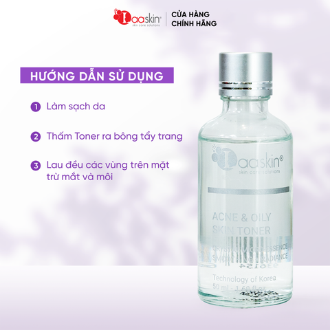 Nước cân bằng da Toner Laaskin hỗ trợ dưỡng ẩm da, giảm mụn, dưỡng trắng và se khít lỗ chân lông Acne & Oily Skin Toner 50ml