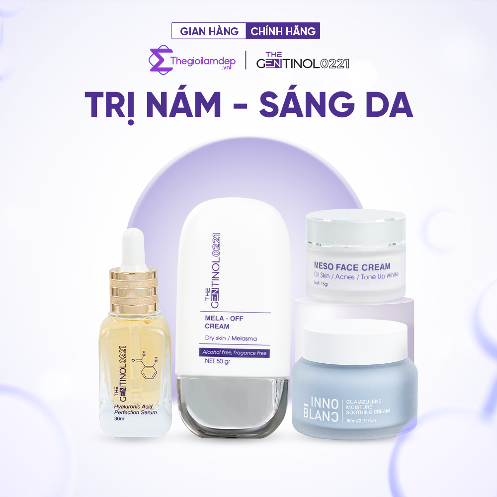 Combo kem phân hủy sắc tố, xử lý nám da, hỗ trợ da trắng sáng mịn màng The Gentinol 0221