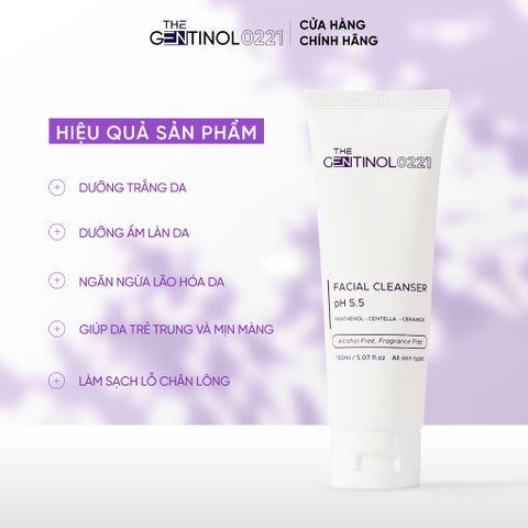 Sữa rửa mặt FACIAL CLEANSER PH5.5 làm sạch da mặt, giúp dưỡng ẩm da, ngăn ngừa mụn The Gentinol 0221 150ml