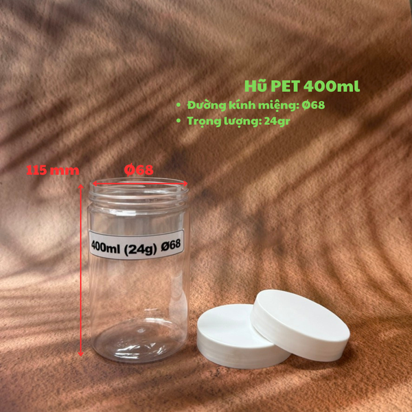  Hũ nhựa PET 400ml miệng Ø68 