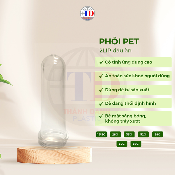  Phôi PET 2LIP Đựng Dầu Ăn, Thực Phẩm 