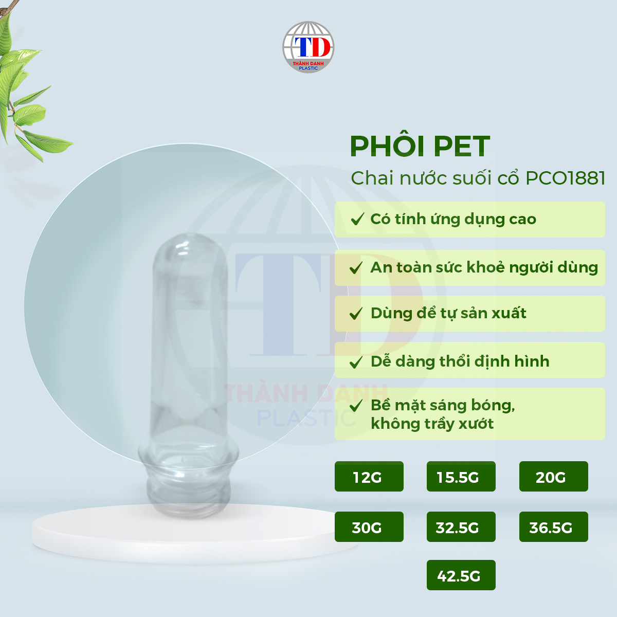  Phôi PET Chai Đựng Nước Suối 