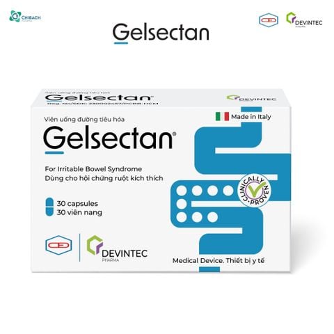 Viên uống Gelsectan hộp 30 viên, giúp giảm và phòng ngừa triệu chứng hội chứng ruột kích thích (IBS), Italia, Thiết bị y tế chính hãng từ Devintec