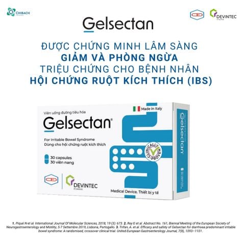 Viên uống Gelsectan hộp 30 viên, giúp giảm và phòng ngừa triệu chứng hội chứng ruột kích thích (IBS), Italia, Thiết bị y tế chính hãng từ Devintec