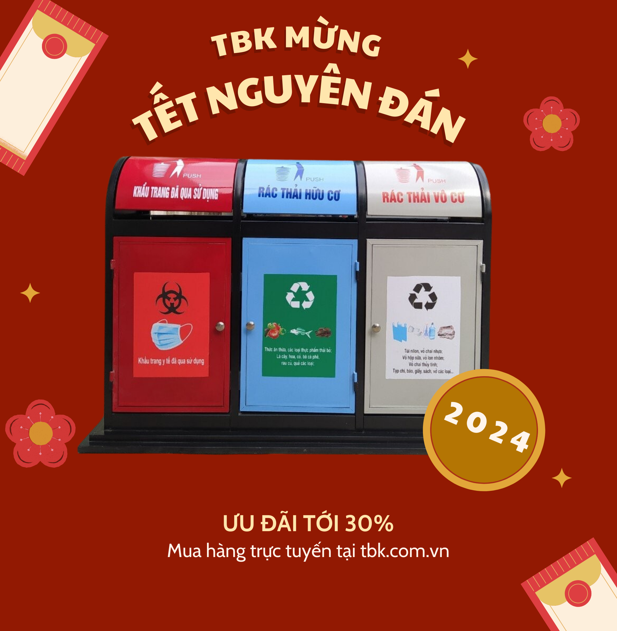  Thùng rác 3 ngăn phân loại rác Inox 