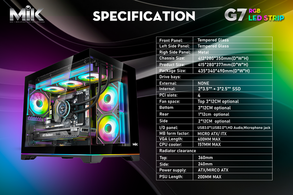 CASE MIK G7 LED STRIP