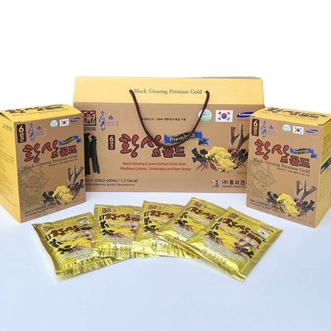 Nước hắc sâm không đường Golden Health Hàn Quốc hộp 30 gói x 80ml