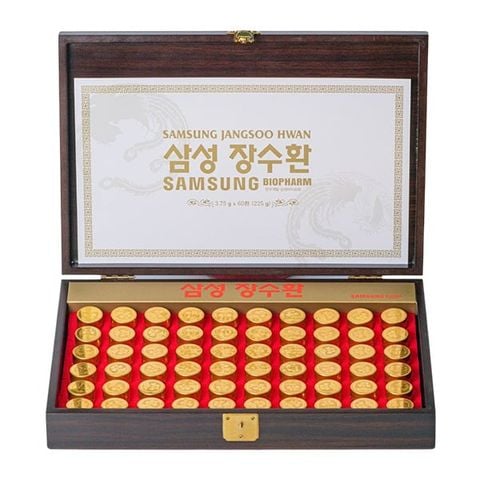 An cung ngưu trầm hương Samsung Jangsoo Hwan Hàn Quốc hộp gỗ 60 viên