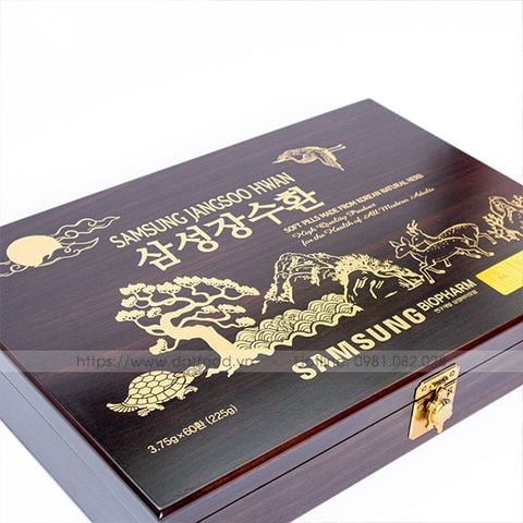 An cung ngưu trầm hương Samsung Jangsoo Hwan Hàn Quốc hộp gỗ 60 viên