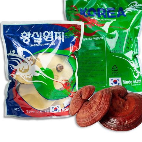 Nấm linh chi vàng Lingzhi Mushroom Hàn Quốc túi xanh 1kg
