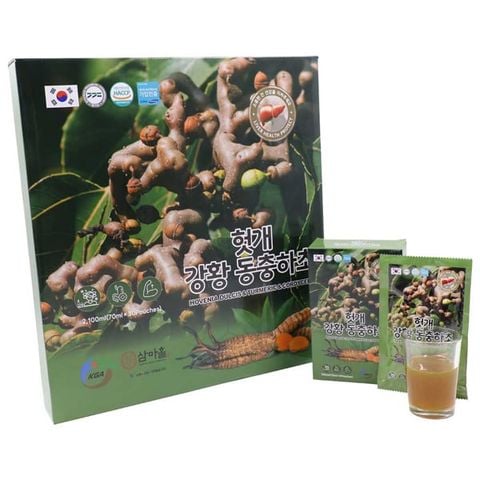 Nước mát gan đông trùng hạ thảo nghệ vàng KGA hộp 30 gói x 70ml