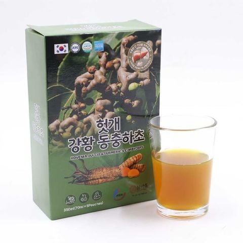Nước mát gan đông trùng hạ thảo nghệ vàng KGA hộp 30 gói x 70ml