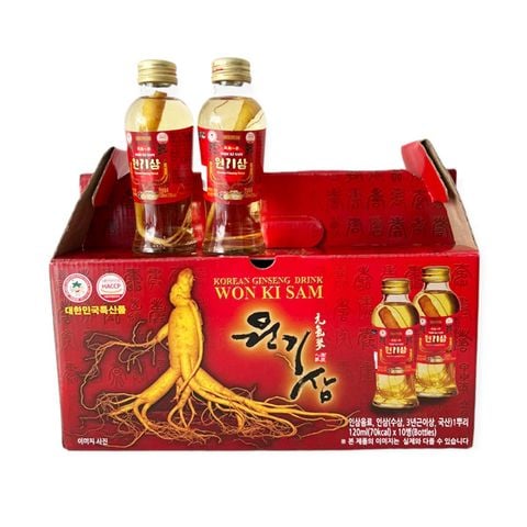 Nước hồng sâm có củ Won Ki Sam Hàn Quốc hộp 10 chai x 120ml